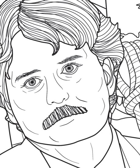 Hand-drawn portrait of Bobby Joe Long from the Bloody America coloring book