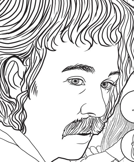 Hand-drawn portrait of Daniel Lee Siebert from the Bloody America coloring book