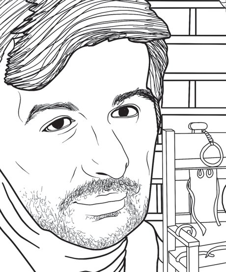 Hand-drawn portrait of Donald ‘Pee Wee’ Gaskins from the Bloody America coloring book