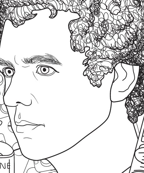 Hand-drawn portrait of Donald Harvey from the Bloody America coloring book