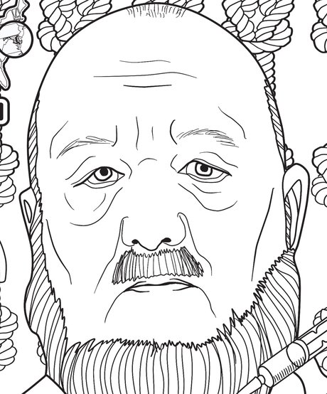 Hand-drawn portrait of Joseph Metheny from the Bloody America coloring book