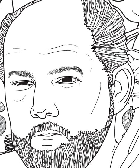 Hand-drawn portrait of Richard Kuklinski from the Bloody America coloring book