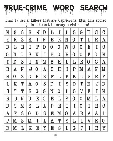 A page from True Crime Activity Book for Adults